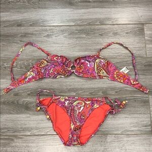 Jessica Simpson Coral and Pink Bikini L